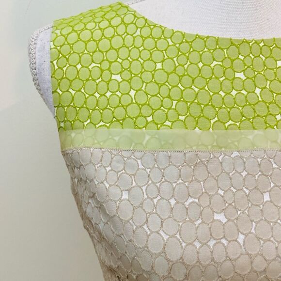 Eli Tahari sleeveless sheath fitted dress colorblock texture back exposed zipper - Picture 7 of 12